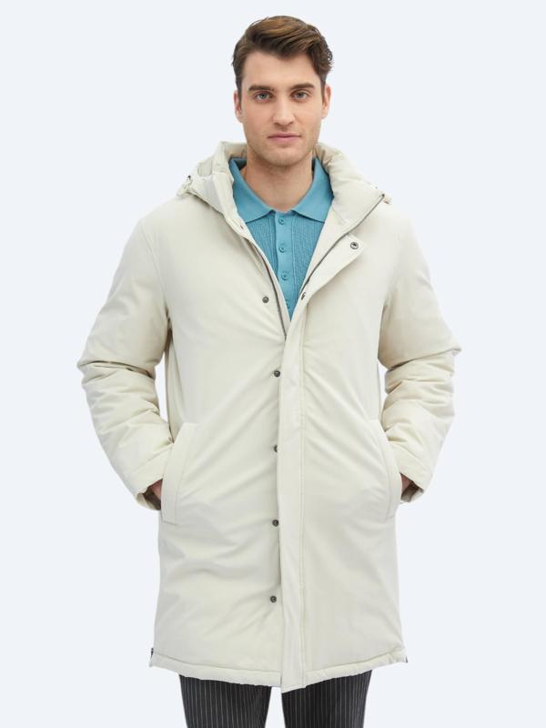 Taş Comfort Fit Kapüşonlu Casual Dokuma Kaban - Image 1