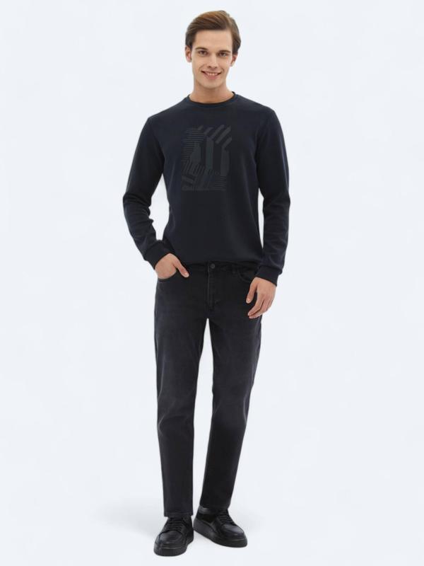Siyah Slim Fit Denim Pamuk Karışımlı Pantolon - Image 1
