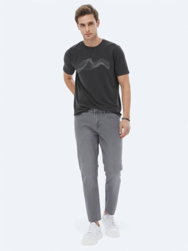 Gri Slim Fit Denim Pamuk Karışımlı Pantolon - Image 1