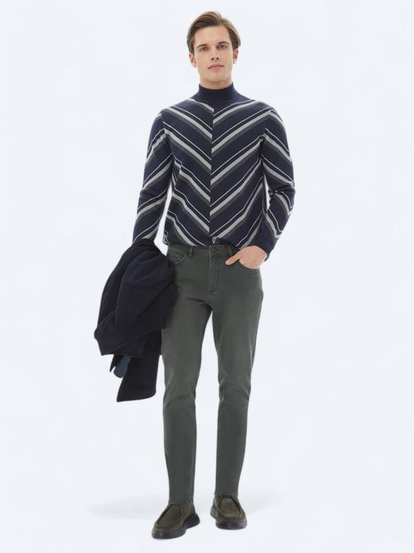 Haki Slim Fit Denim Pamuk Karışımlı Pantolon - Image 1