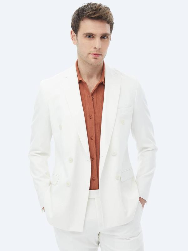 Ekru Düz Slim Fit Takım Elbise - Image 1