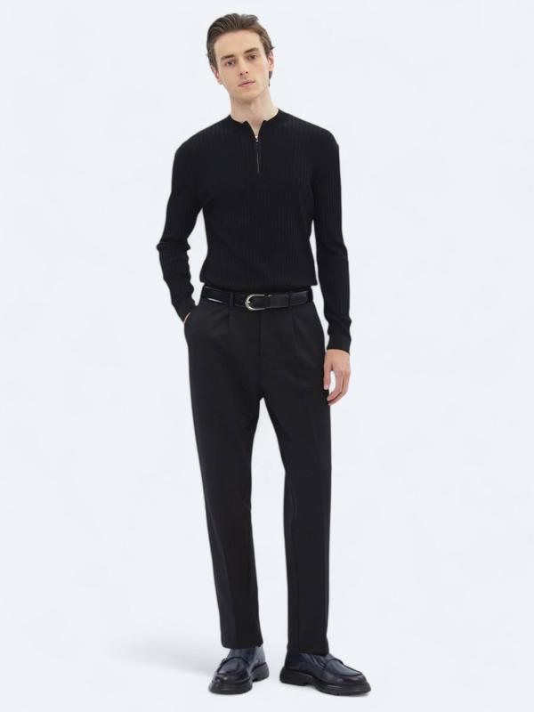 Siyah Örme Carrot Fit Casual Pantolon - Image 1