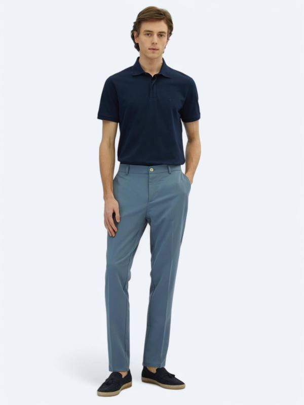 Havacı Mavi Dokuma Jogging Fit Casual Pantolon - Image 1