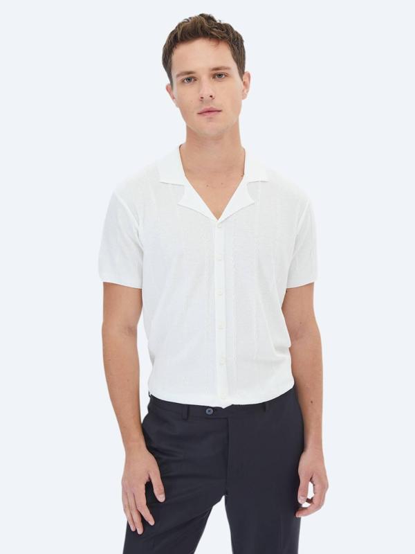 Ekru Regular Fit Casual Gömlek - Image 1