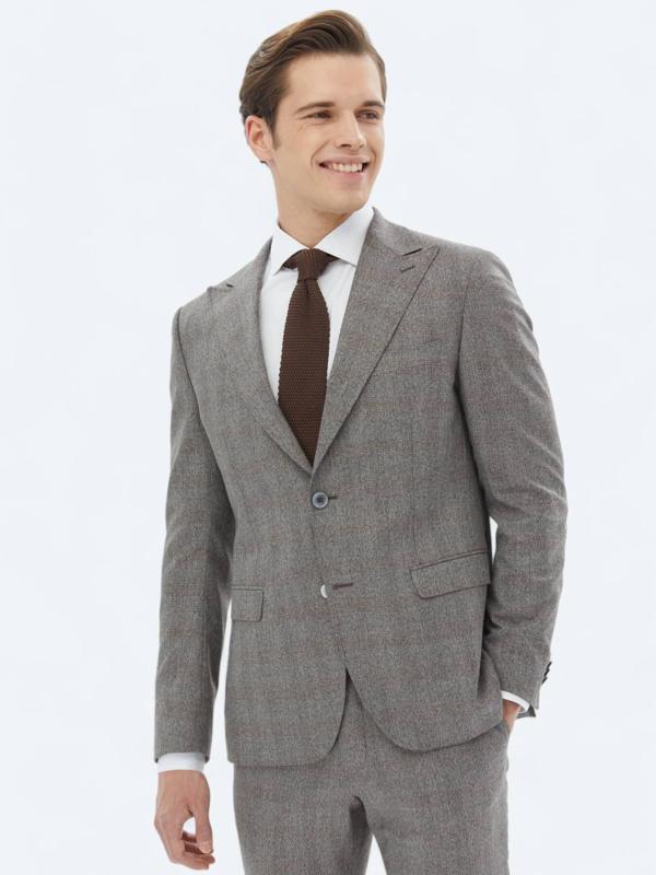 Gri Mikro Modern Fit Takım Elbise - Image 1