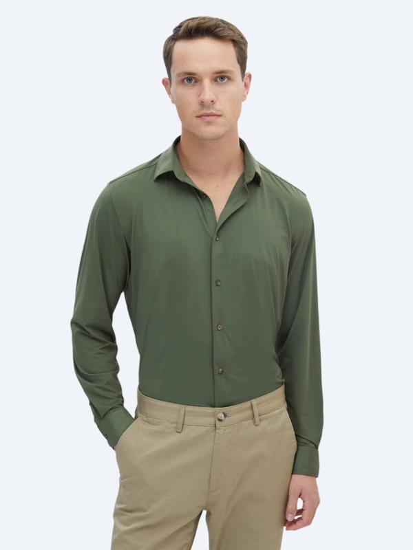 Haki Regular Fit Casual Gömlek - Image 1