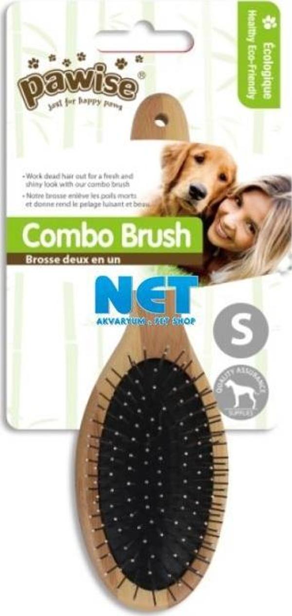 Pawise 11481 Ahşap Saplı Elips Plastik Uçlu Köpek Tarağı S - Image 1