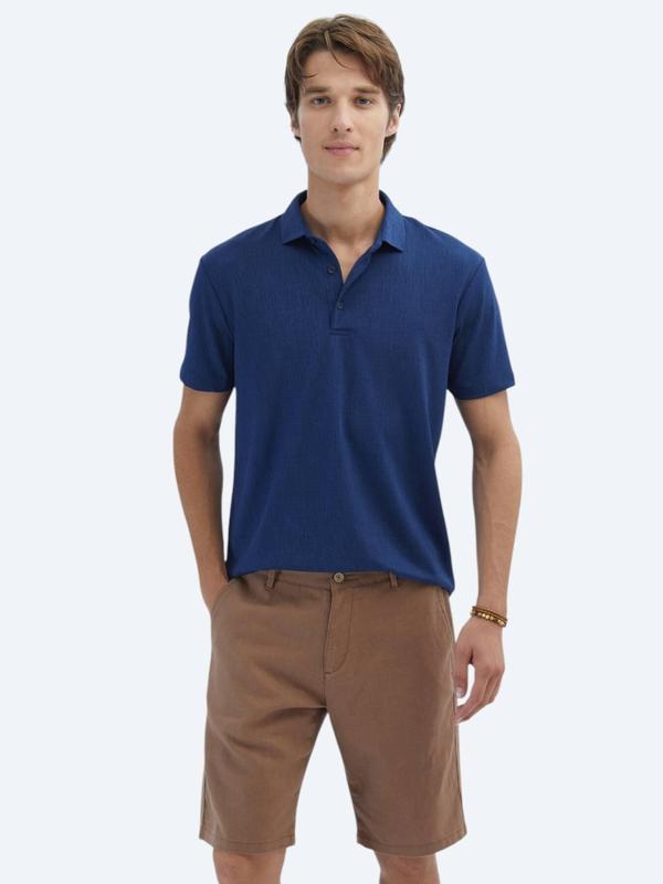 İndigo Jakarlı Polo Yaka T-Shirt - Image 1