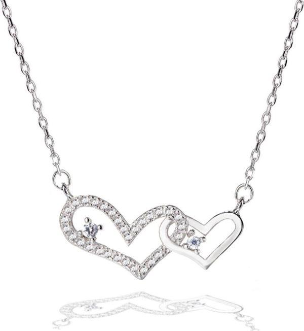 Brezza Lusso Diamond Serisi Minik Kalbim Tektaş Işıltılı Gümüş Kadın Kolye - Image 1