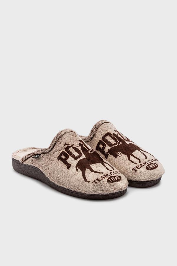 Twigy Tw Polo Logolu Kışlık Ev Erkek Terlik GG0051 KAHVE - Image 1