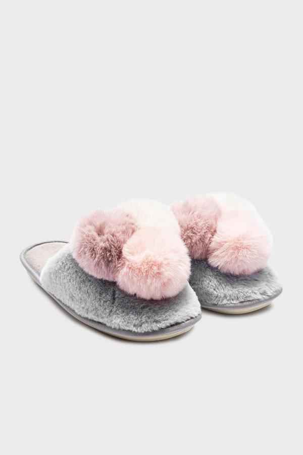 Twigy Tw Jess Yumuşak Dokulu Tüylü Bayan Terlik CC0091 GRİ - Image 1