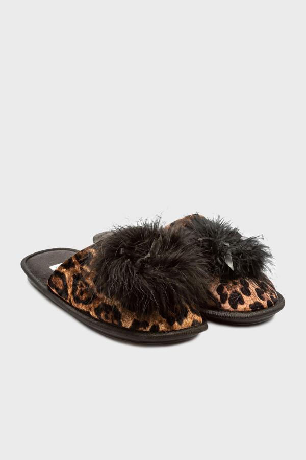 Twigy Tw Raty Leopar Desenli Tüylü Bayan Terlik CC0100 KAHVE - Image 1