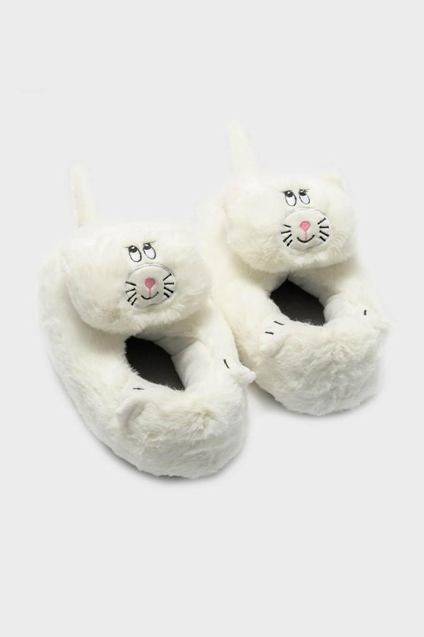 Twigy Tw Gatto Sessiz Taban Animal Bayan Panduf CC0588 BEYAZ - Image 1