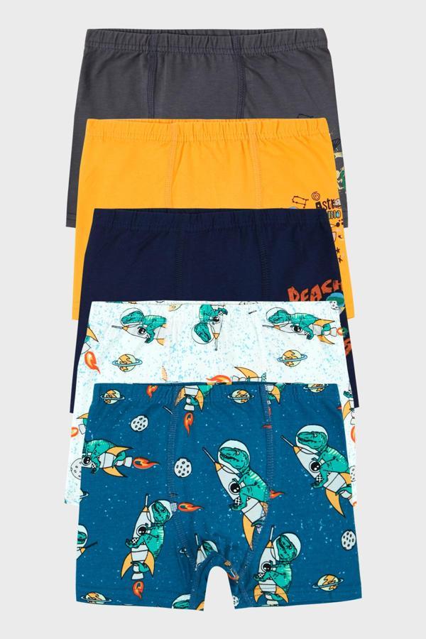 Lela Desenli Streç Pamuklu 5 li Paket Erkek Çocuk Boxer 6651013SPACE ÇOK RENKLİ - Image 1