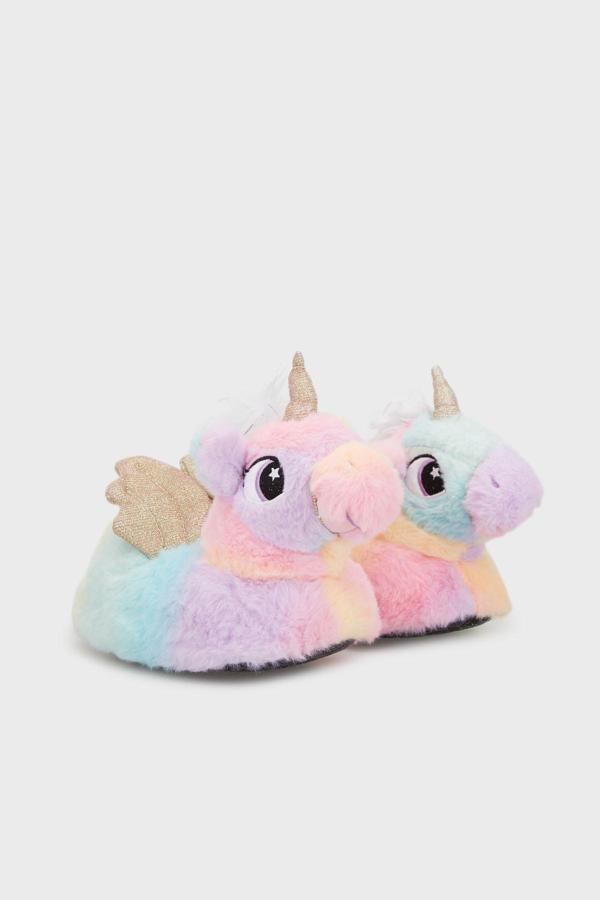 Twigy Tw Lea Sessiz Taban Unicorn Kız Çocuk Panduf CC0639 FUŞYA-MAVİ - Image 1