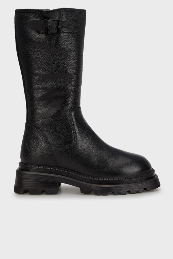 Hammer Jack Janet Hakiki Deri Logolu Bayan Çizme 102 24650-Z Black Deer Floter - Image 1