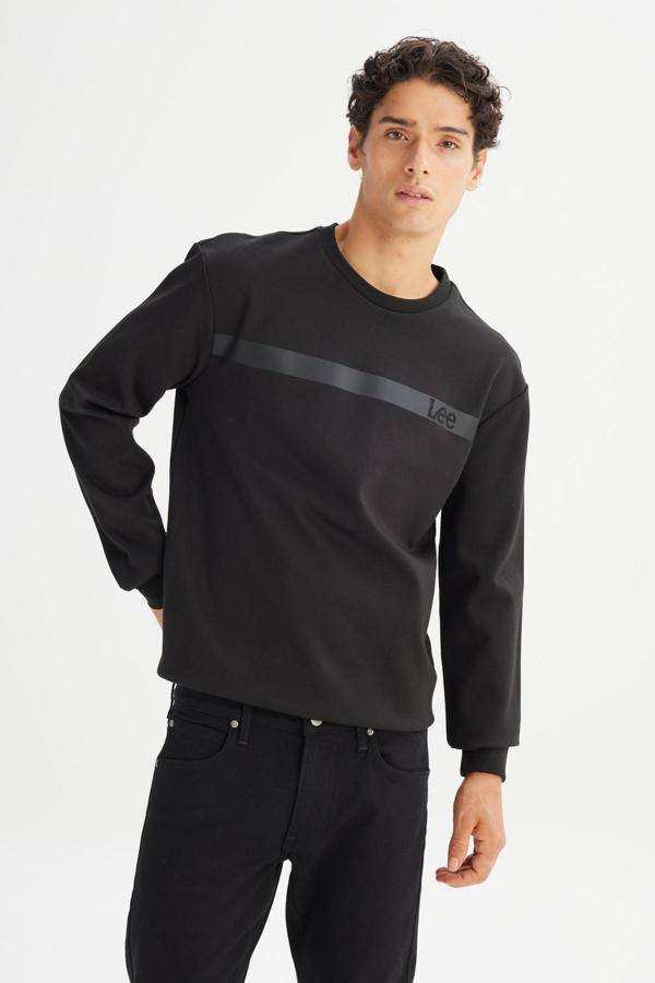 Lee Pamuklu Regular Fit Bisiklet Yaka Logolu Erkek Sweat L242499 001 SİYAH - Image 1