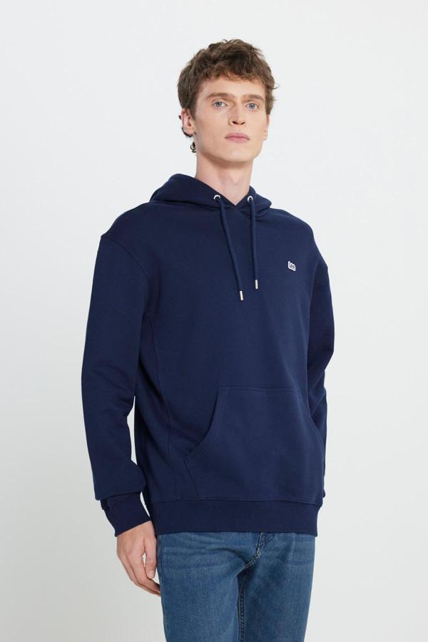 Lee Pamuklu Regular Fit Şardonlu Kapüşon Yaka Erkek Sweat L80YRY A67 LACİVERT - Image 1