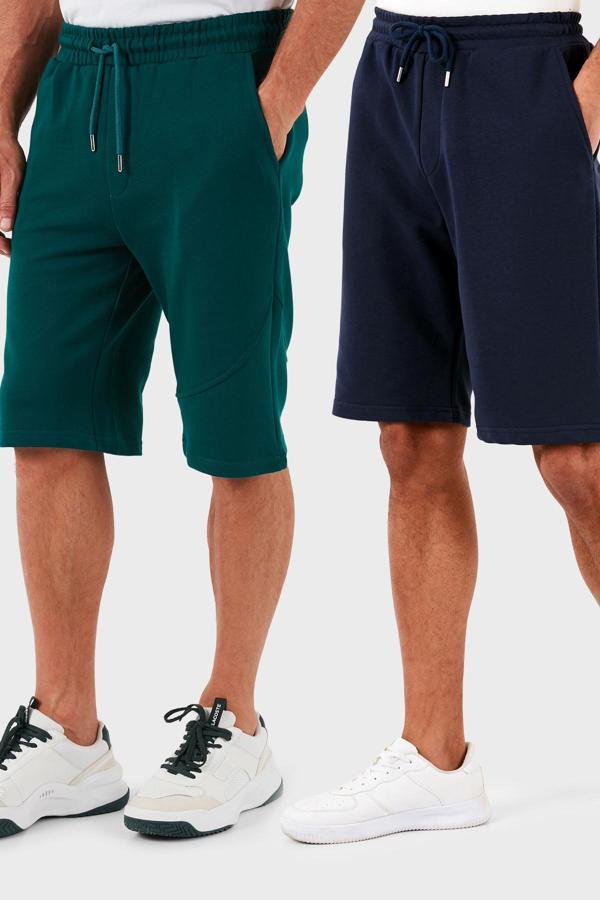 Buratti Pamuklu Regular Fit Normal Bel Cepli 2'li Paket Erkek Şort 590804142S2 İndigo-Hunter - Image 1