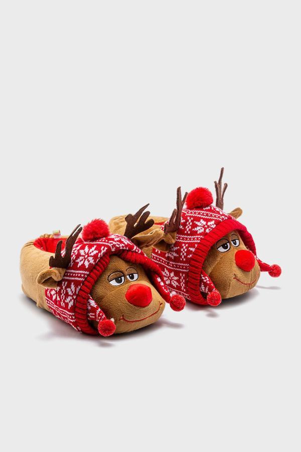 Twigy Tw Anna Sessiz Tabanlı Hayvan Figürlü Bayan Panduf GG0551 KAHVE - Image 1