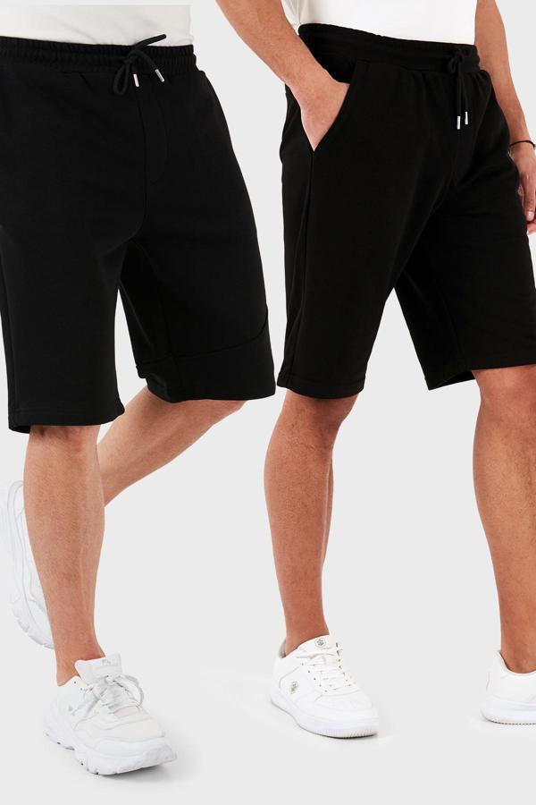 Buratti Pamuklu Regular Fit Normal Bel Cepli 2'li Paket Erkek Şort 590804142S2 SİYAH-SİYAH - Image 1