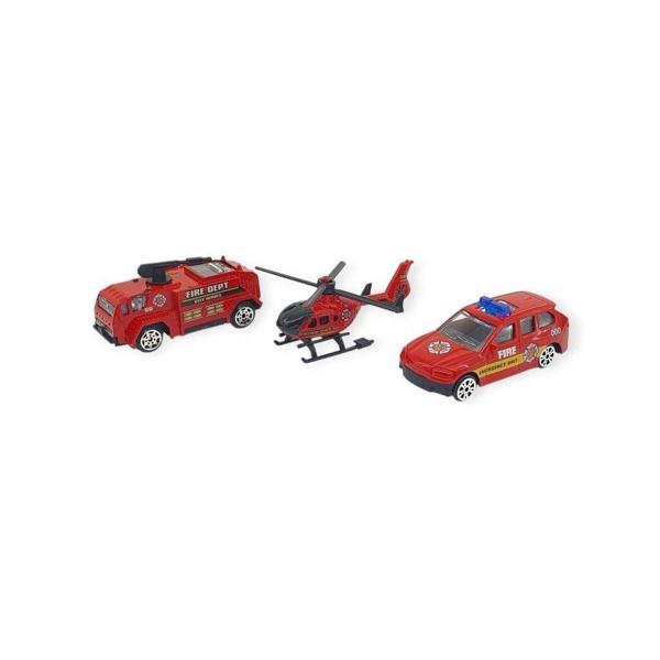 3'lü İş Makinaları Road Seti - Die Cast - DS044 - İtfaiye - Image 1