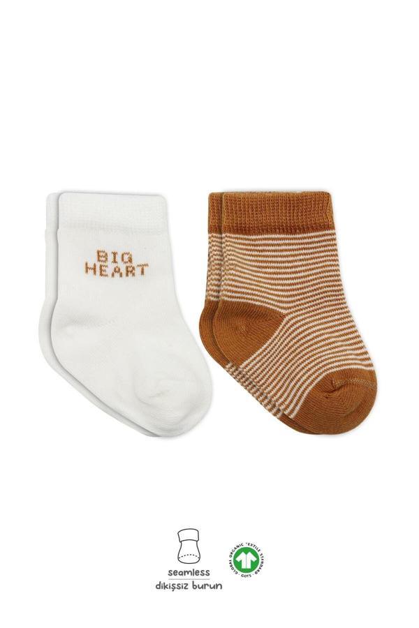 Bistyle Big Heart Penye Soket Çorap 2'Li BS10117 Hardal - Image 1
