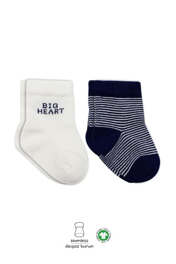 Bistyle Big Heart Penye Soket Çorap 2'Li BS10117 Lacivert - Image 1