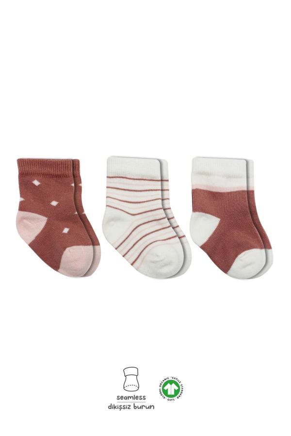 Bistyle 3'Lü Penye Kız Soket Çorap BS10112 Pudra - Image 1