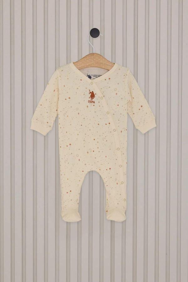 U.S.Polo Kız Bebek Patikli Tulum USB2110 Krem - Image 1