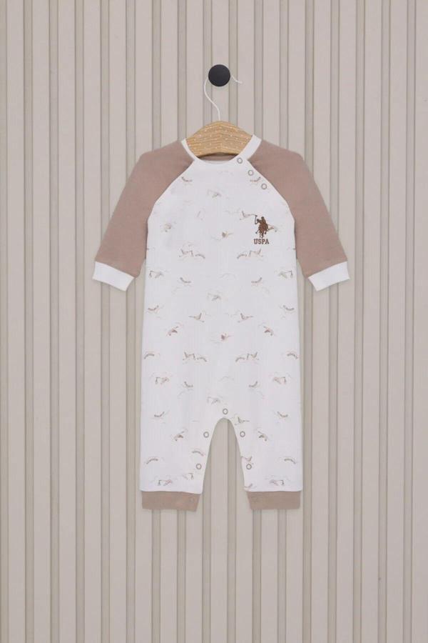 U.S.Polo Erkek Bebek Uzun Kol Patiksiz Tulum USB2020 Krem - Image 1