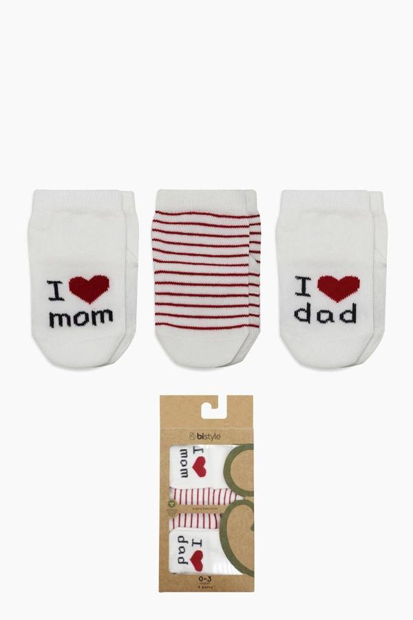 Bistyle Mom Dad 3'Lü Penye Soket Çorap 10123 Ekru - Image 1