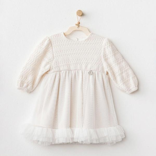 Andywawa AC26136 Wawa Exclusive Elbise Ekru - Image 1