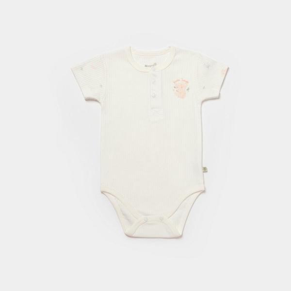 Bibaby Biorganic Koala Jungle Kısa Kol Bebek Body 56972 Pembe - Image 1