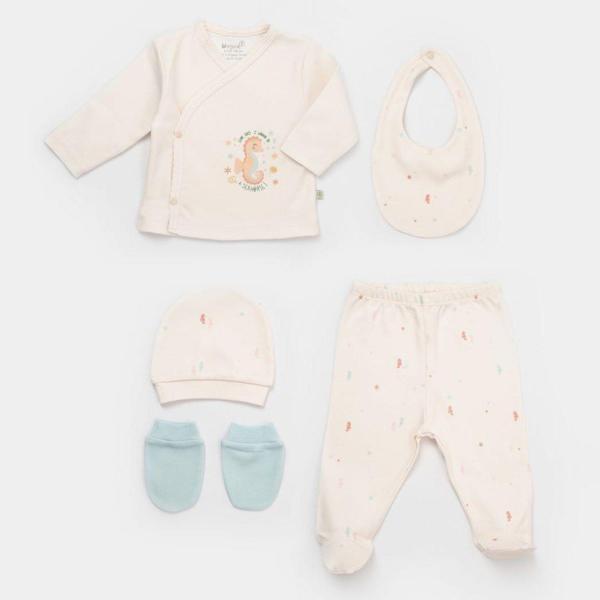 Bibaby Biorganic Save The Seahorse 5'Li Hastane Çıkış Seti 62340 Bej-Mint - Image 1