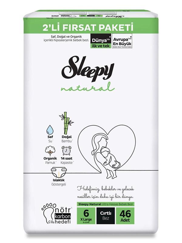 Sleepy Natural Bebek Bezi 2'Li Fırsat Paketi 6 Beden 15-25 Kg 46 Adet - Image 1