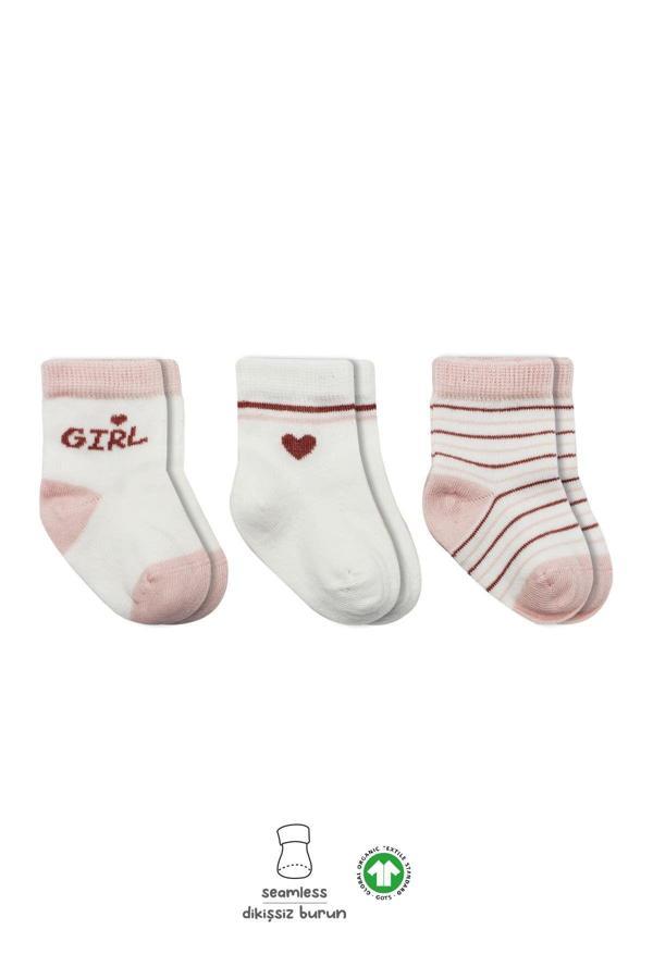 Bistyle 3'Lü Penye Boy And Girl Soket Çorap BS10114 Pembe - Image 1