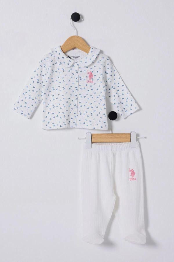 U.S Polo Bebek 2'Li Takım USB2433 Beyaz-Mavi - Image 1