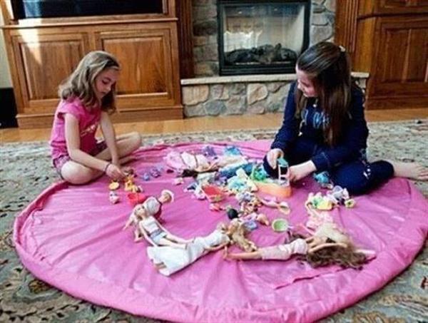 BUFFER® Pratik Taşınabilir Pembe Oyuncak Toplama Örtüsü Oyun Parkı Hurcu - Image 1