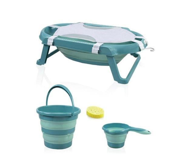 BabyJem Katlanır Banyo 5'Li Küvet Seti 596 Turkuaz - Image 1