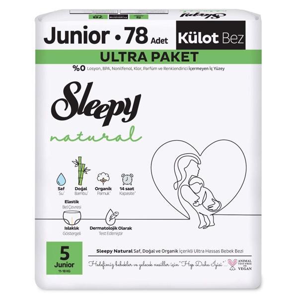 Sleepy Natural Külot Bez 2'Li Ultra Paket 5 Beden 78 Adet - Image 1