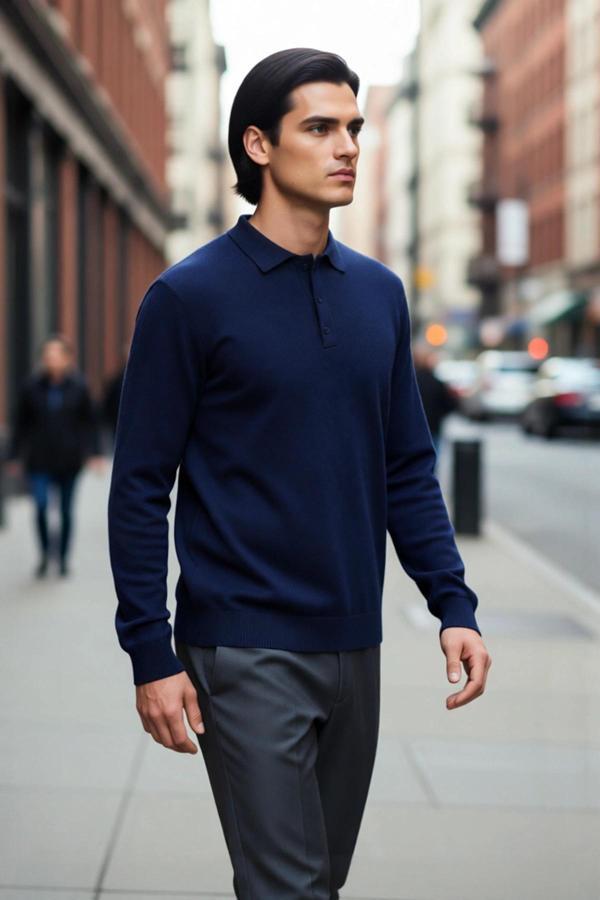 Erkek Regular Fit Düz Polo Yaka Triko Kazak İle Kışa Özel Şık Ve Konforlu Günler Kaliteli - Image 1