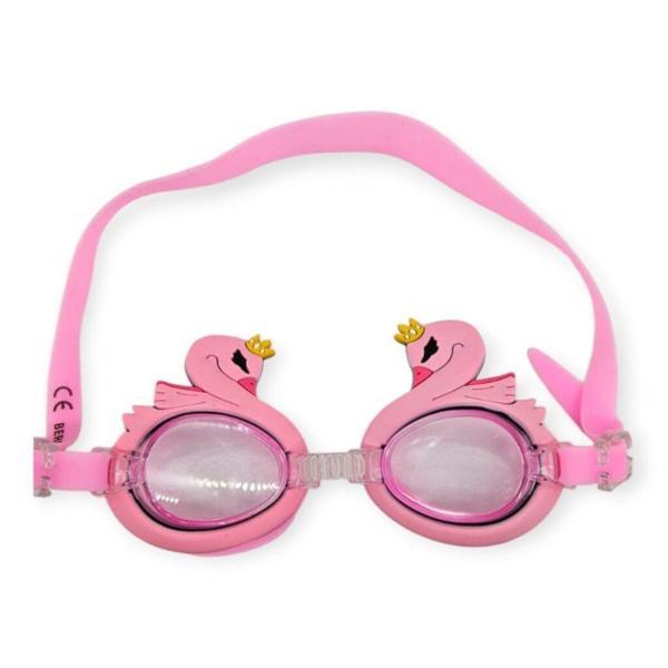 Çocuk Yüzücü Gözlüğü Silikon Taşıma Çantalı Pembe Kuğu - 9014 - Image 1