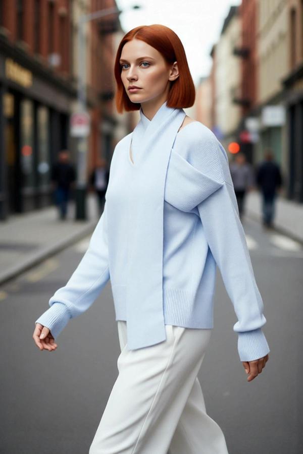 Kadın Oversize İki Parça Şal Yaka Uzun Kol Basic Triko Kazak Kış Günleri İçin Şık Ve Rahat Seçim - Image 1