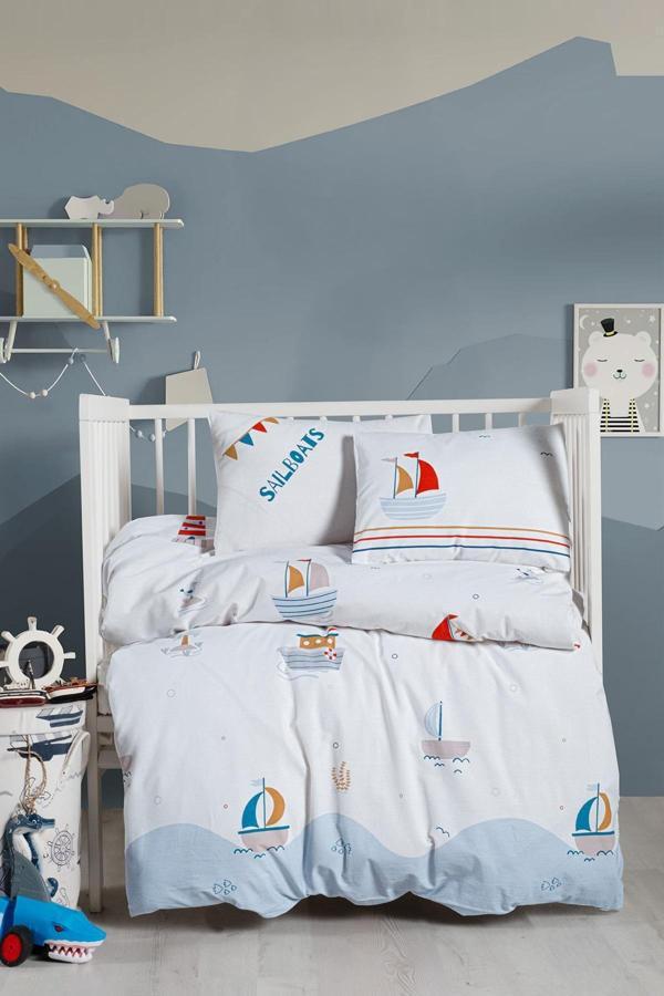 Kanz Ranforce Bebek Nevresim Takımı Knz-001 Sailboats - Image 1