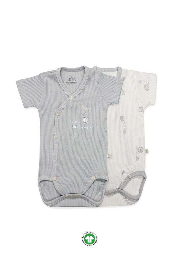 Bistyle Flying Elephant 2'li Yarım Kol Badi 17117 Ekru Gri - Image 1