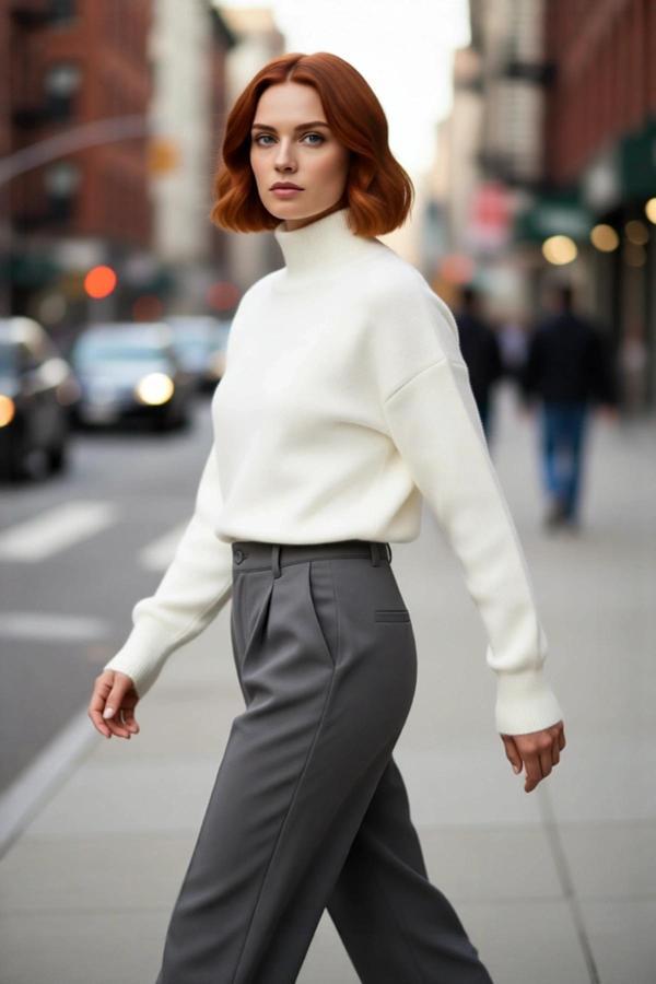 Kadın Oversize Düşük Kol Dik Yaka Düz Triko Kazak Kış ve Sonbahar Şıklığı İçin İdealdir Kaliteli - Image 1