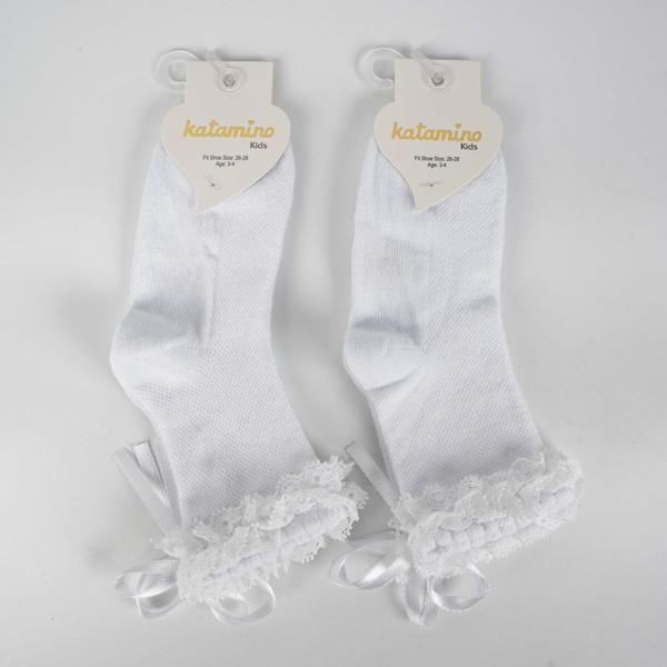 Katamino Ayçıl Aks. Kız Soket Çorap K22230 Beyaz - Image 1