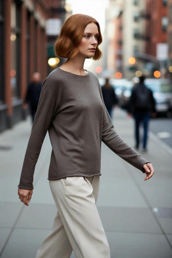 Kadın Regular Kalıp Kayık Yaka Uzun Kollu Triko Kazak Günlük Şıklık İçin İdeal Seçim Kaliteli - Image 1