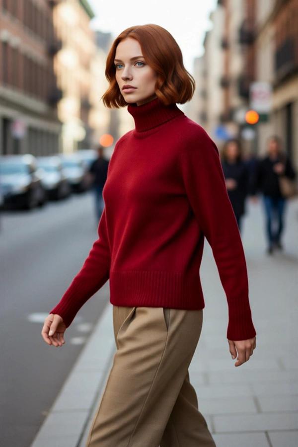 Kadın Regular Kalıp Balıkçı Yaka Reglan Kol Triko Kazak Kışlık Basic Kombinlerin Vazgeçilmezi - Image 1